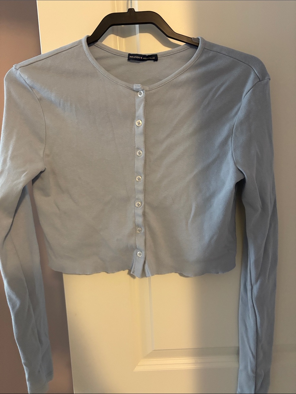 Brandy Melville Light Blue Cropped Button Cardigan